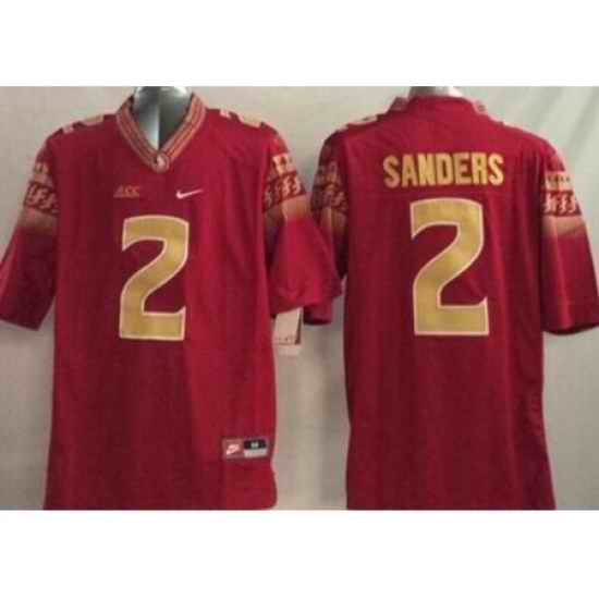 Florida State Seminoles (FSU) #2 Deion Sanders Red Stitched NCAA Limited Jersey